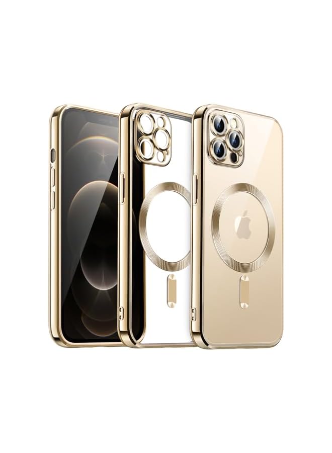 JETech Soft Clear Case for iPhone 12 Pro 6.1-Inch, Camera Lens Full Protection, Compatible with MagSafe Wireless Charging, Shockproof Electroplated TPU Phone Cover (Gold)