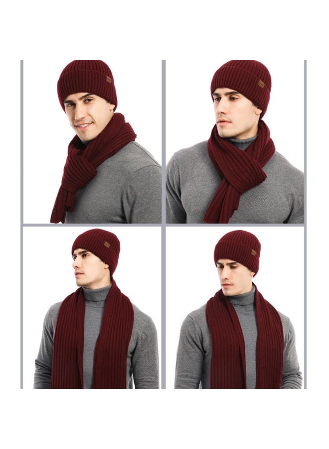 بمعنى سحر بمعنى حديقة 3 قطع قبعة شتوية وشاح قفازات مجموعة قبعة التزلج شاشة تعمل باللمس قفازات دعوى النساء الرجال قبعات متطابقة الشتاء الدافئة الصوف مبطن قبعة وشاح قفازات مجموعة للرياضة في الهواء الطلق السفر، النبيذ الأحمر - Image 5