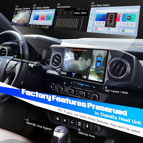 Dasaita Head Unit for Toyota Tacoma 2016-2023, with Wireless CarPlay & Android Auto, 11.6'' Android 13 Car Stereo, 8GB+256GB Off-Road GPS Navigation, Plug and Play Radio, OEM Style, Gray - Image 4