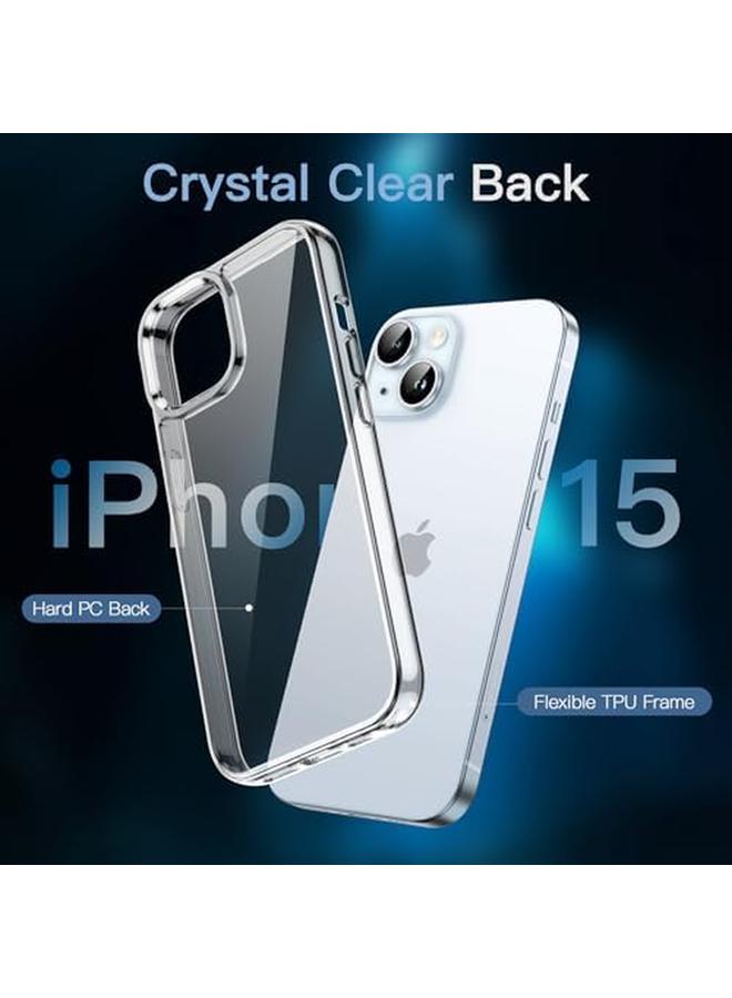 جي تيك جراب 5 في 1 لهاتف Iphone 15 مقاس 6.1 بوصة مع قطعتين من واقي الشاشة الزجاجي المقوى وواقي عدسة الكاميرا، غطاء هاتف مقاوم للصدمات غير قابل للاصفرار شفاف - Image 4