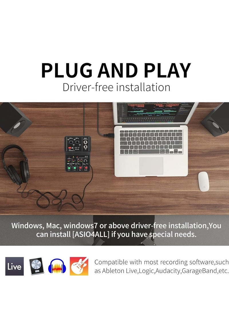 null - Recording Music USB Audio Interface for PC,  USB Sound Card for Recording Studio, Recording Music Computer Recording Audio Interface with 3.5mm Microphone Jack, Plug and Play - Image 1
