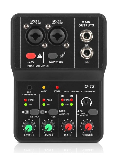 Recording Music USB Audio Interface for PC,  USB Sound Card for Recording Studio, Recording Music Computer Recording Audio Interface with 3.5mm Microphone Jack, Plug and Play