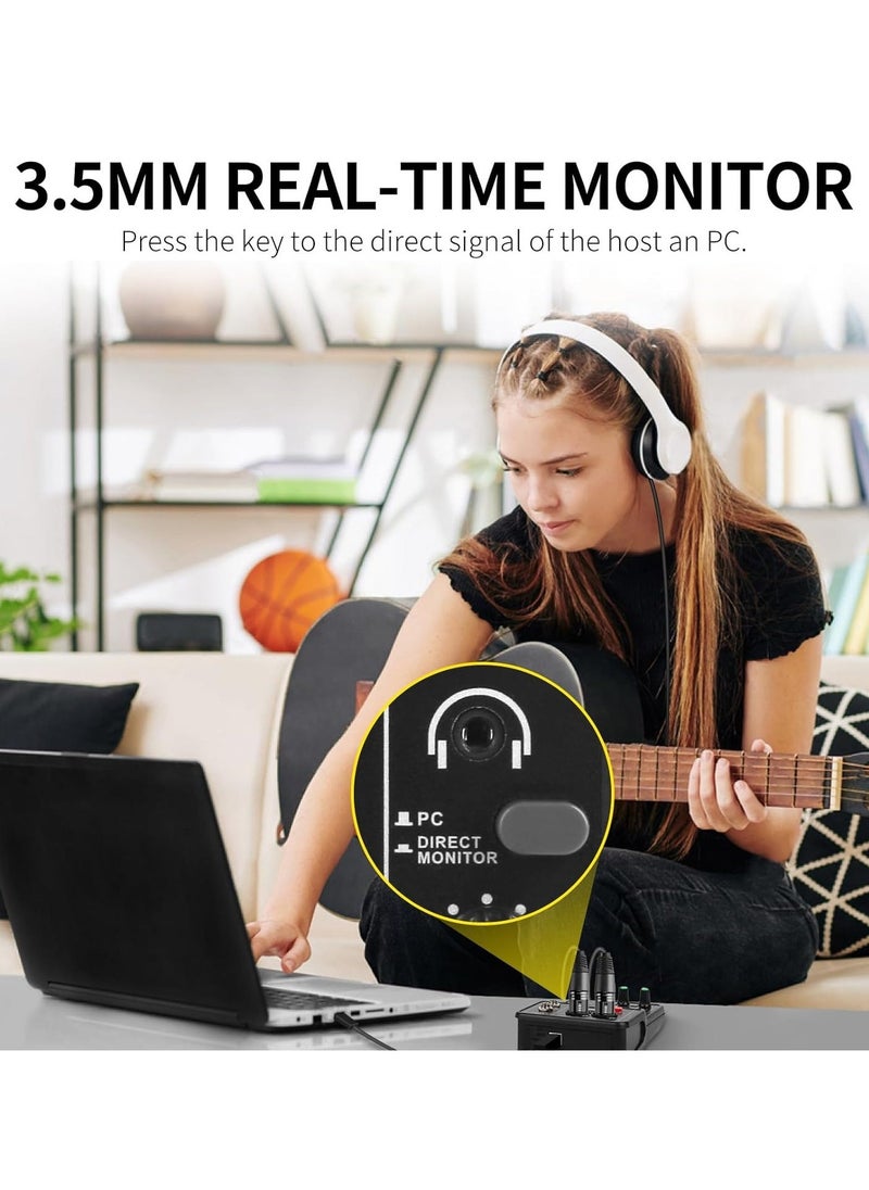 null - Recording Music USB Audio Interface for PC,  USB Sound Card for Recording Studio, Recording Music Computer Recording Audio Interface with 3.5mm Microphone Jack, Plug and Play - Image 1