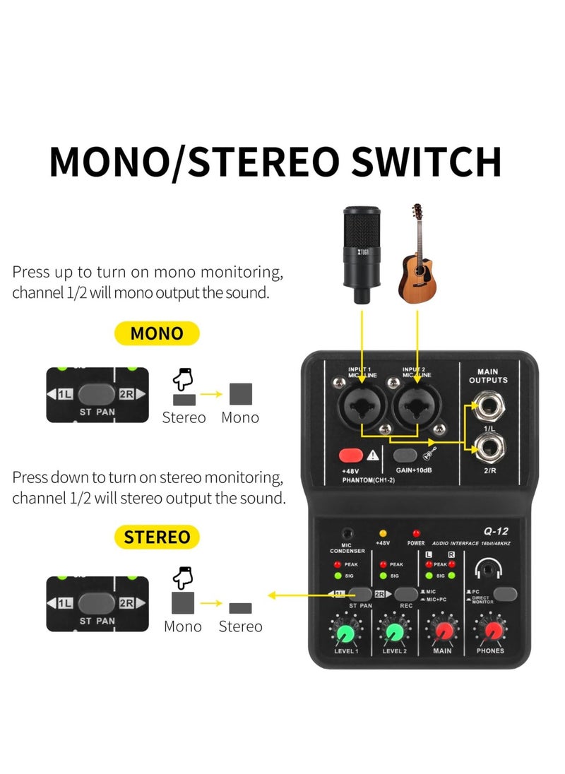 null - Recording Music USB Audio Interface for PC,  USB Sound Card for Recording Studio, Recording Music Computer Recording Audio Interface with 3.5mm Microphone Jack, Plug and Play - Image 1