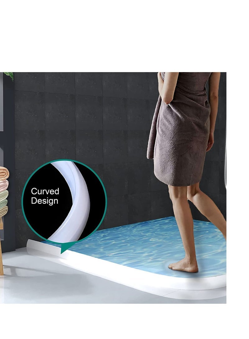 SYOSI Shower Threshold Water Dam, Curved Groove Collapsible Stopper Barrier, Self-Adhesive Guard Dry and Wet Separation Suitable for Bathroom Kitchen - Image 2