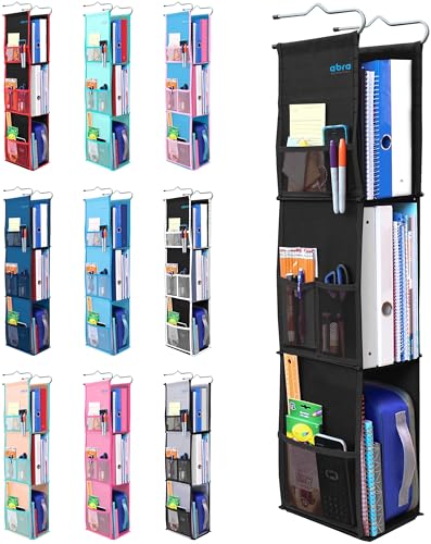 ABRA 3 Shelf Hanging Locker Organizer for School Work Gym Closet  Deep Shelves 65x 9 EcoFriendly Fabric Healthy for Children  Adjustable School Locker Shelf from 3 to 2 Shelves Pure Black