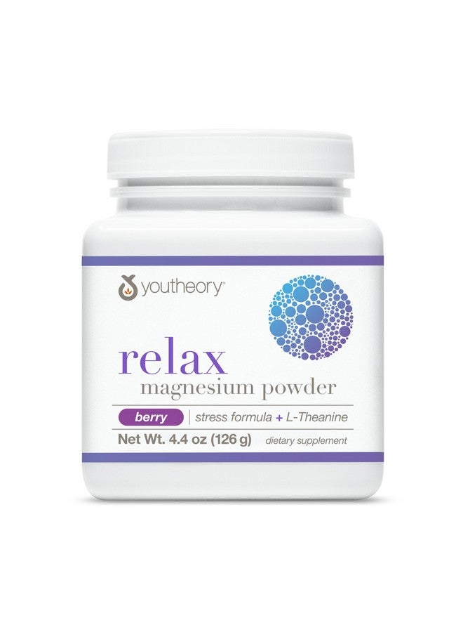 Youtheory Relax Magnesium Powder - Vegan Stress Relief Supplement with L-Theanine & GABA* - Supports Relaxation* - Dairy, Soy & Gluten Free - Berry, 4.4 oz