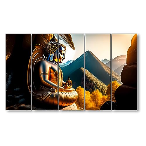 The Castle Decor Lord Buddha Wall Painting for Living Room Big Size - Meditating Gautam Buddha Painting Wall Decor Peaceful Art for Bedroom, Office, Hotels & Gifting - Wooden Framed (27x48 inch) - Image 2