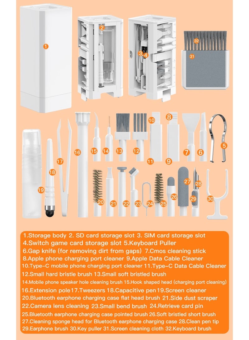 32-in-1 Multi-Purpose Cleaning Tool for Smartphones, Earphones, Laptops, Keyboards, and Camera Sensors – Deep Cleaning, Easy Screen Cleaning, Cable Maintenance, with Built-In SD/Sim/Game Card Slots - Image 2