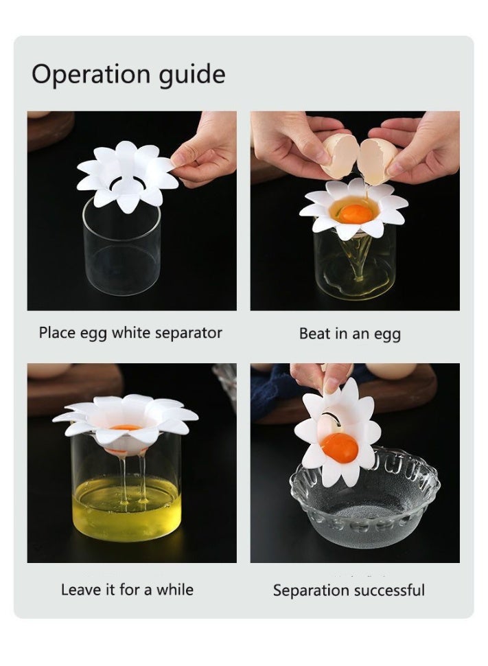 1 قطعة فاصل بيض المطبخ، نمط زهرة، أداة الخبز، لفصل صفار البيض عن بياض البيض - Image 4