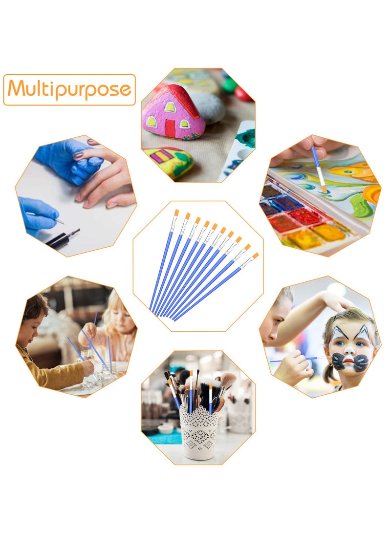 SUNSAR 10Pcs Flat Nylon Paint Brushes for Acrylic, Oil and Watercolour Painting - Image 4