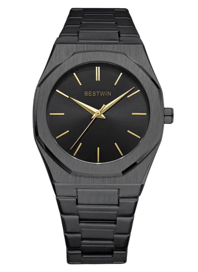 Bestwin Slim Watch for Men Limited Edition by Bestwin Black Band with Black Dial  - Image 1