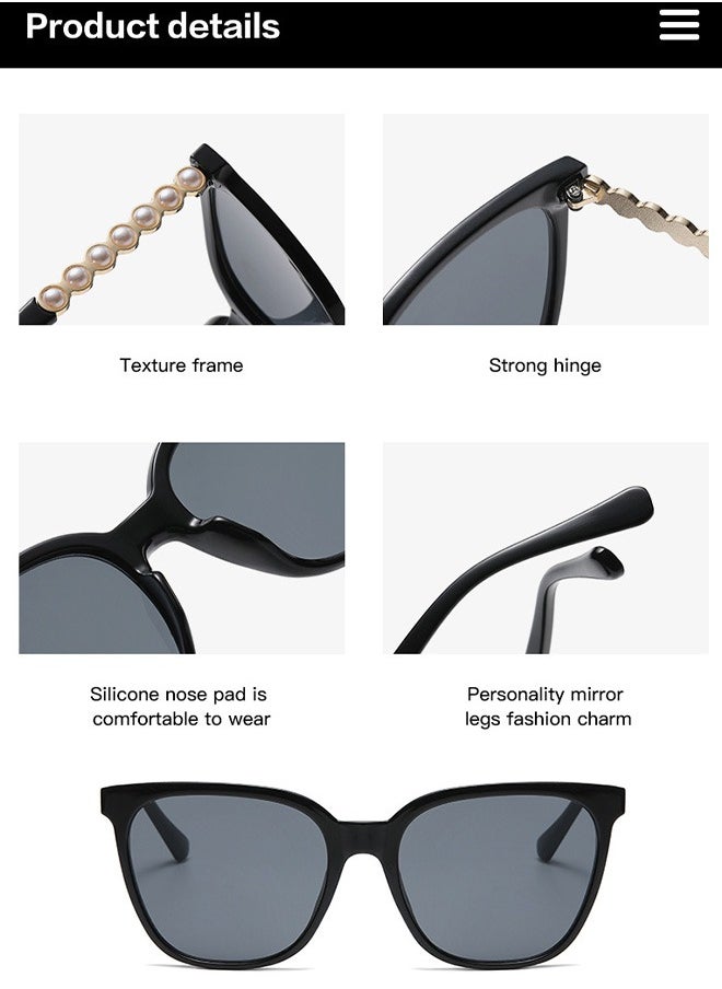 AZorb Pearl Chain Sunglasses for Women Trendy Luxury Sun Glassess Women Classic Design Ladies Sunglass Fashion Eyewear UV Protection Shades Brown  - Image 3