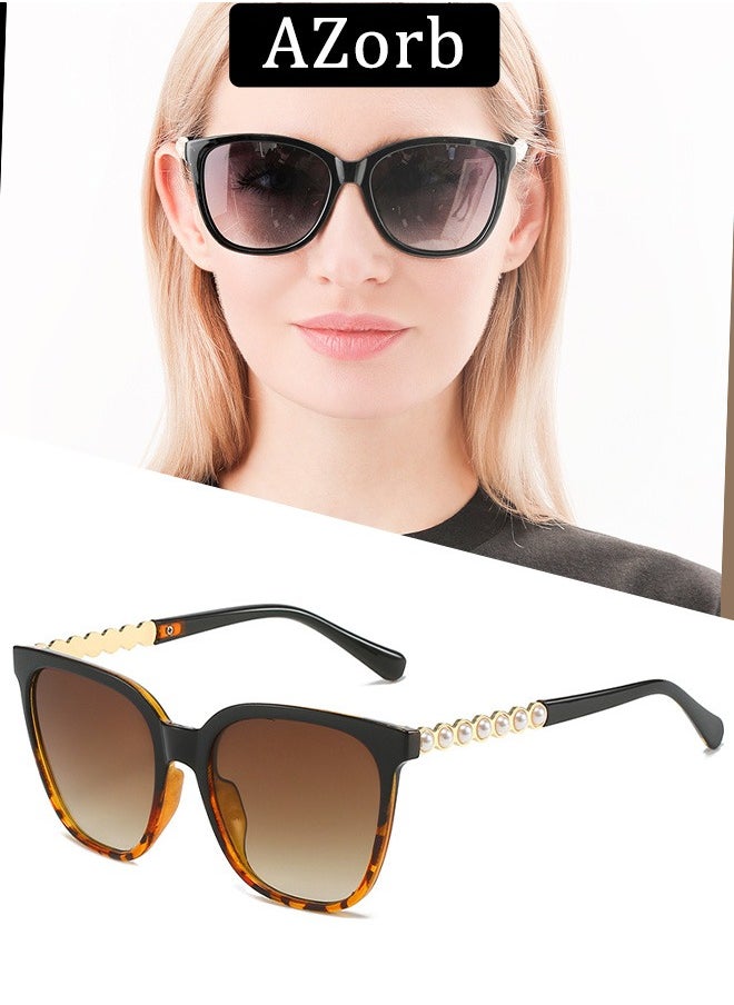 AZorb Pearl Chain Sunglasses for Women Trendy Luxury Sun Glassess Women Classic Design Ladies Sunglass Fashion Eyewear UV Protection Shades Brown  - Image 1