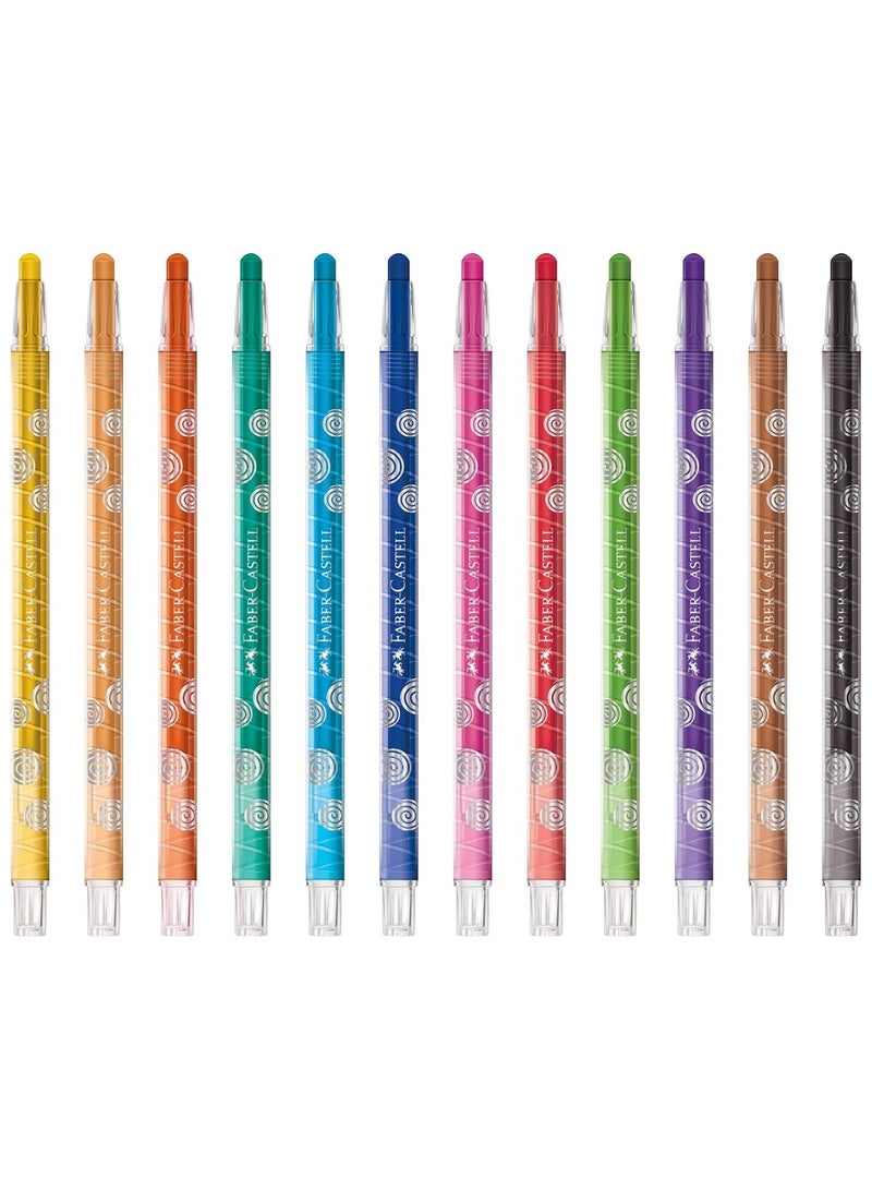 FABER-CASTELL 12 قطعة من أقلام الشمع القابلة للسحب متعددة الألوان - Image 3