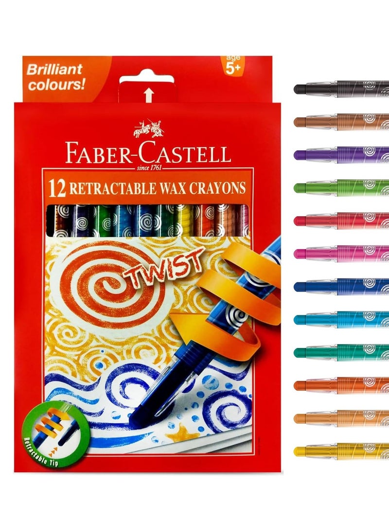 FABER-CASTELL 12 قطعة من أقلام الشمع القابلة للسحب متعددة الألوان - Image 1