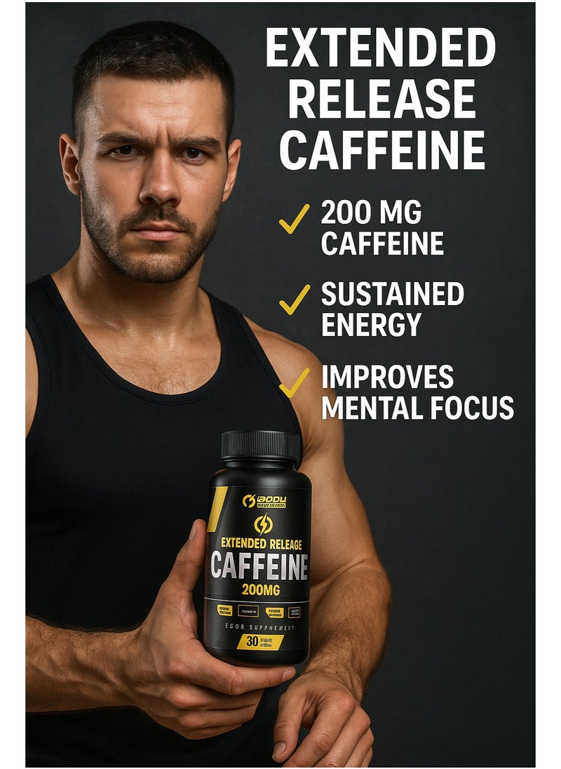 Body Builder - Body Builder Extended Release Caffeine Increase Alertness and Focus Boost Energy Levels And Physical Performance 30 Veggie Capsules - Image 1