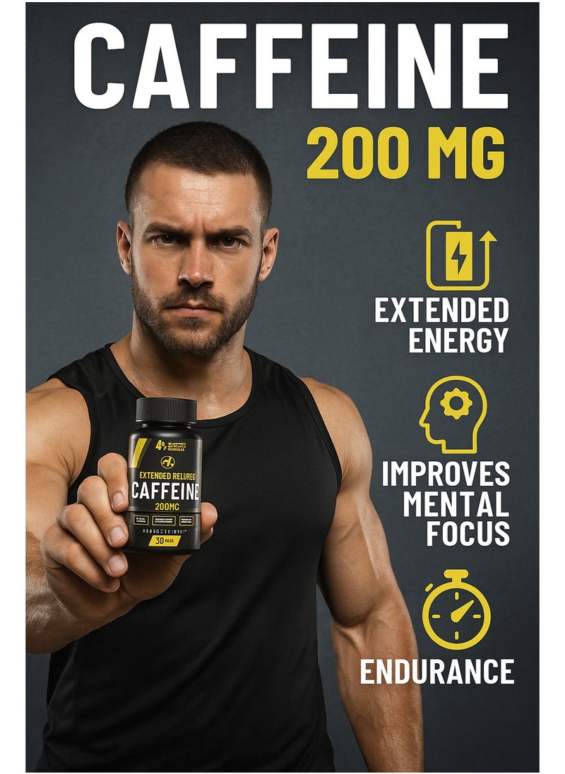 Body Builder - Body Builder Extended Release Caffeine Increase Alertness and Focus Boost Energy Levels And Physical Performance 30 Veggie Capsules - Image 1