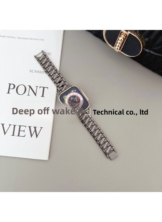 Generic - Suitable For Apple Watch Lightning Diamond Stainless Steel Metal Strap Apple Watch8/SE/7/6/5/43-Color:42/44/45/46/49mm Starlight Color - Image 1