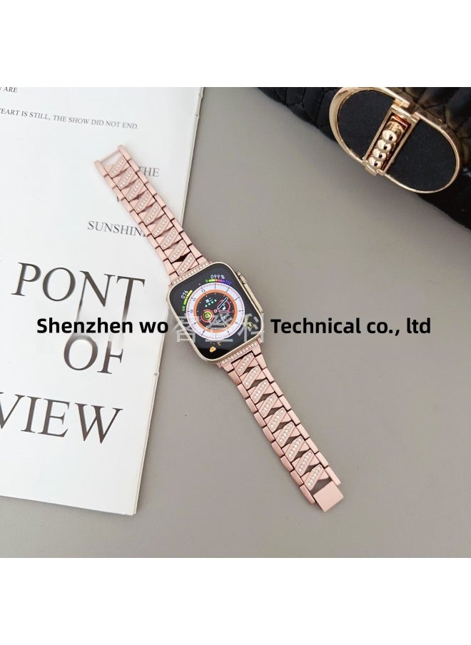 Generic - Suitable For Apple Watch Lightning Diamond Stainless Steel Metal Strap Apple Watch8/SE/7/6/5/43-Color:42/44/45/46/49mm Starlight Color - Image 1