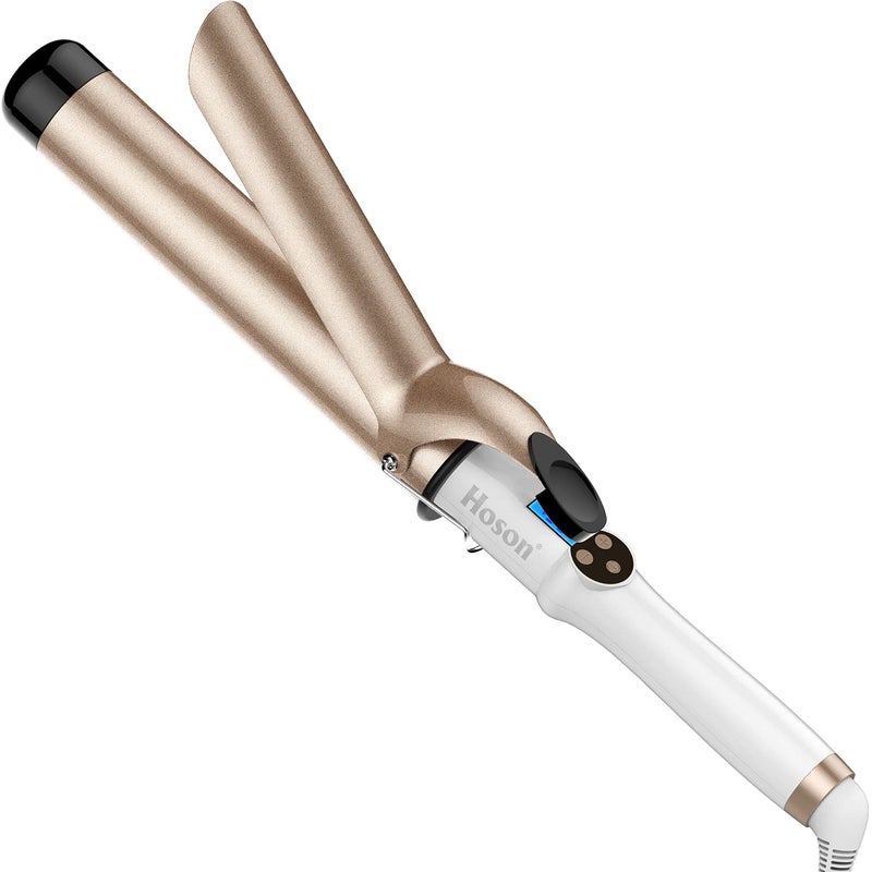 Hoson 1 1/2 Inch Curling Iron Large Barrel, 1.5 Inch Long Barrel Curling Wand Dual Voltage, Ceramic Tourmaline Coating with LCD Display, Glove Include - Image 1