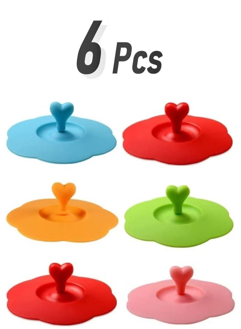 6 Pcs Silicone Cup Lids, Reusable Dust-Proof Covers for Coffee, Tea, Mugs, Bowls, Cans - Image 1
