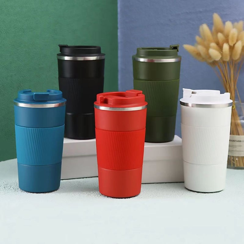 Stainless Steel Coffee Mug with Silicone Sleeve for Travel Black - Image 2