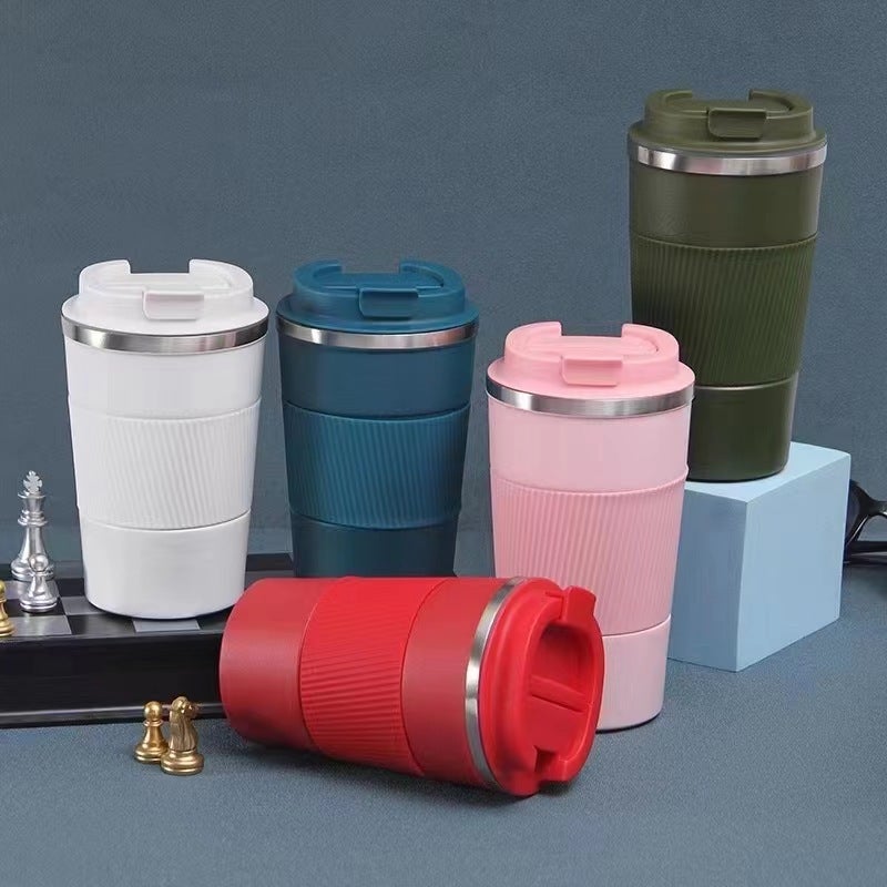 Stainless Steel Coffee Mug with Silicone Sleeve for Travel Black - Image 3
