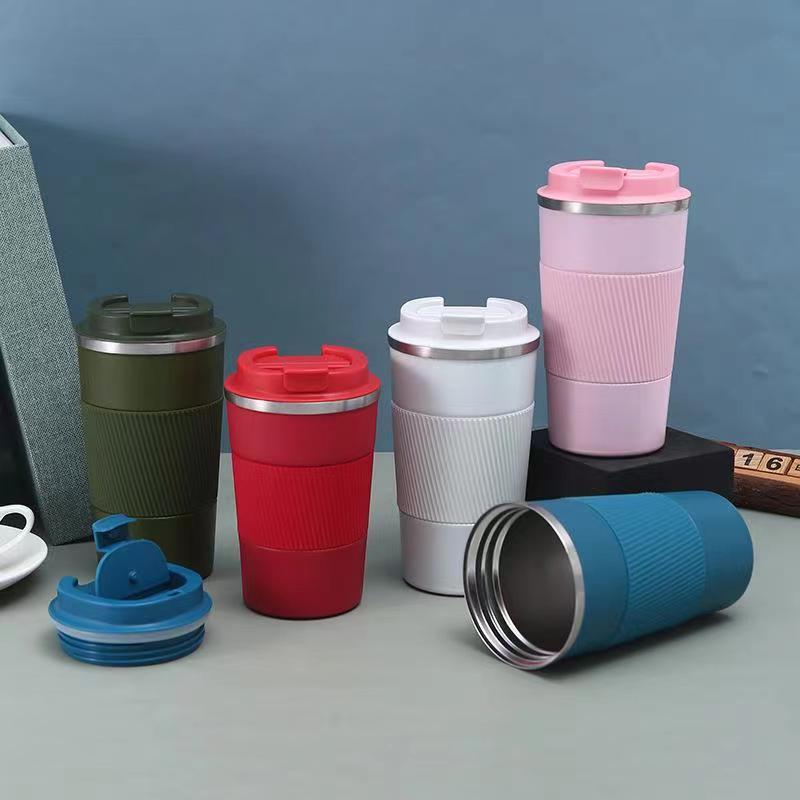 Stainless Steel Coffee Mug with Silicone Sleeve for Travel Black - Image 4