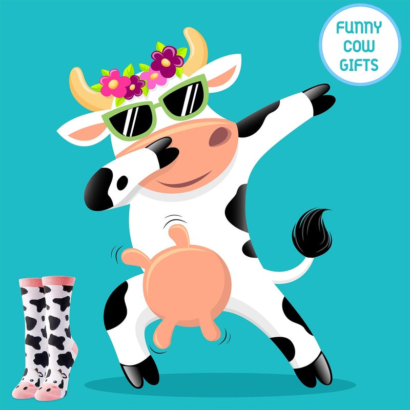 Happy Pop HAPPYPOP Funny Cow Print Socks - Cow Print Socks Women, Funny Cow Gifts, Gifts for Cow Lovers Teen Girls - Image 2