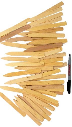 Bosmere Garden Helpers 6" Wood Plant Labels and Plant Marker Pen, 50-Pack - Image 3