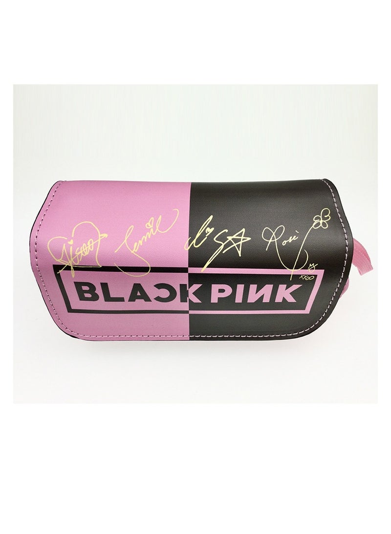 general Kpop Merchandise Marker Organizer Large Storage Pen Pouch Black and Pink Office Supplies - Image 1