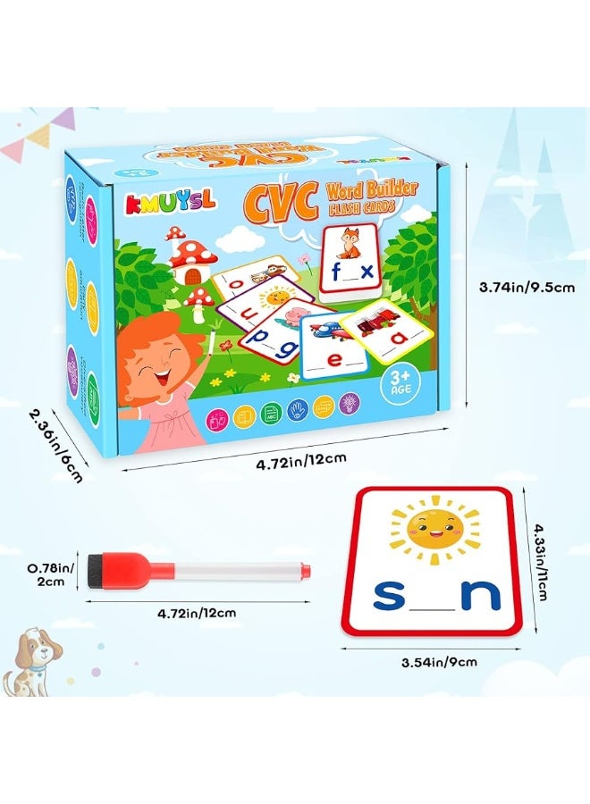 KMUYSL KMUYSL Short Vowel Spelling Flashcards CVC Sight Words Handwriting Cards Learn to Write Phonics Flash Cards Fine Motor Montessori Educational Toy Gift for Kids 3 4 5 Years Old 104 Pieces  - Image 3
