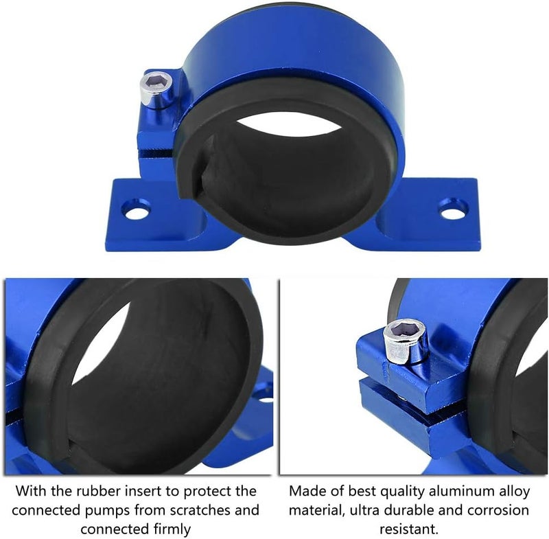 woobles Fuel Filter Mounting Bracket, Aluminum Alloy 50mm Car Fuel Pump Mounting Bracket Single Filter Clamp Cradle(Blue) Blue - Image 3
