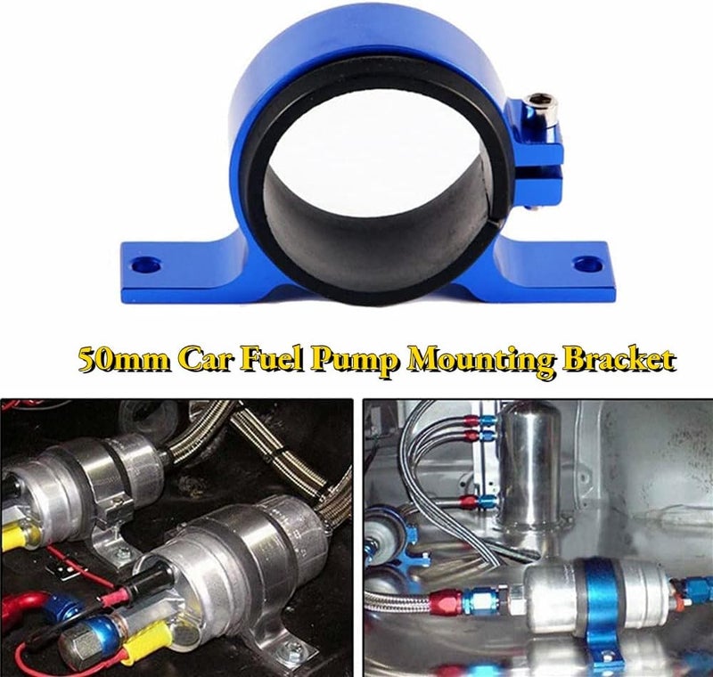 woobles Fuel Filter Mounting Bracket, Aluminum Alloy 50mm Car Fuel Pump Mounting Bracket Single Filter Clamp Cradle(Blue) Blue - Image 4