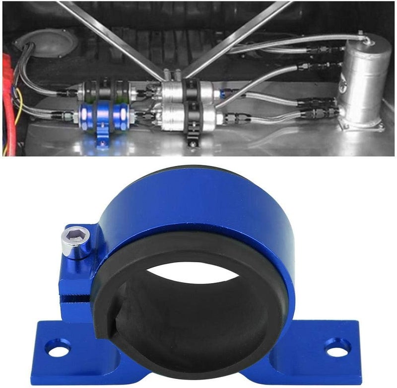 woobles Fuel Filter Mounting Bracket, Aluminum Alloy 50mm Car Fuel Pump Mounting Bracket Single Filter Clamp Cradle(Blue) Blue - Image 5