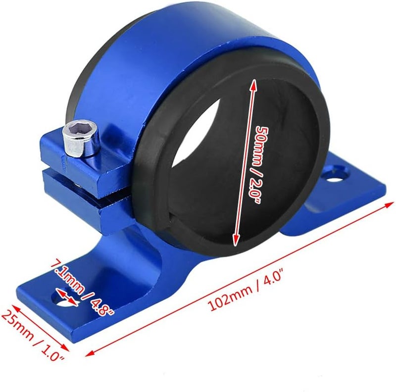 woobles Fuel Filter Mounting Bracket, Aluminum Alloy 50mm Car Fuel Pump Mounting Bracket Single Filter Clamp Cradle(Blue) Blue - Image 2