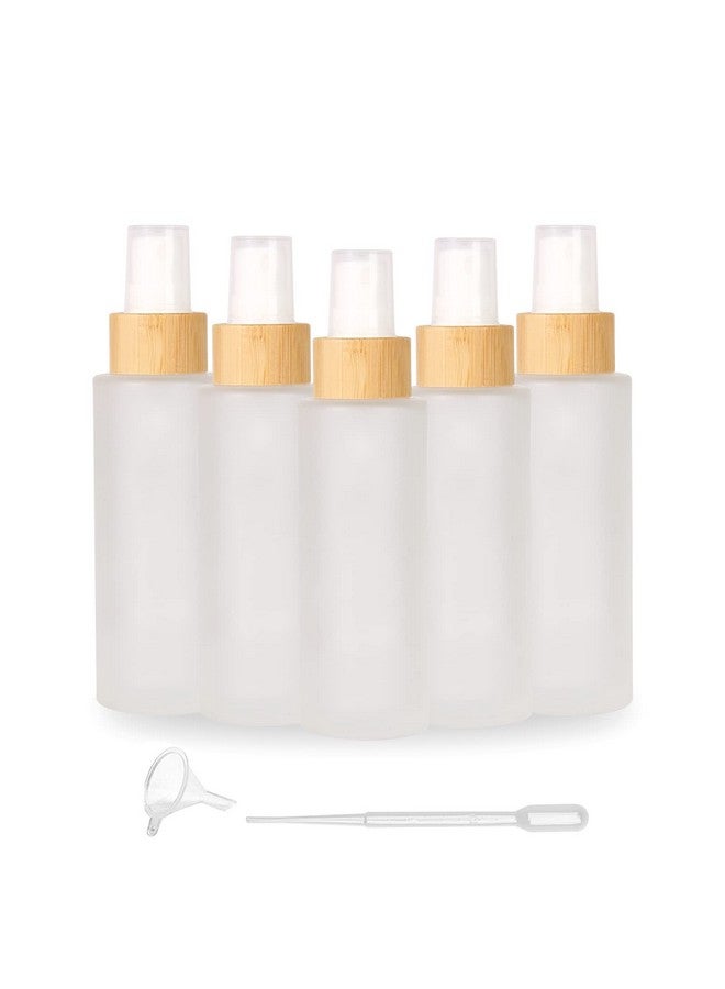 COSIDEA 6Piece Empty Bamboo 60 Ml Frosted Glass Bottle With Lotion Pump 2 Oz Serum Glass Bottles (Bamboo Lotion) - Image 1
