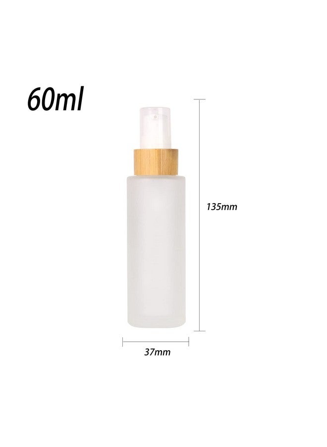 COSIDEA 6Piece Empty Bamboo 60 Ml Frosted Glass Bottle With Lotion Pump 2 Oz Serum Glass Bottles (Bamboo Lotion) - Image 2