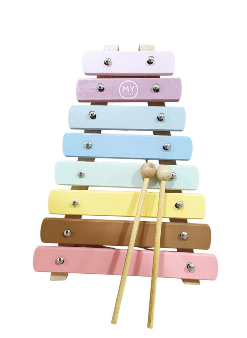 Wooden Xylophone, Colorful Cymbals, 2 Drumsticks, Educational Musical Instruments - For Children - Image 1