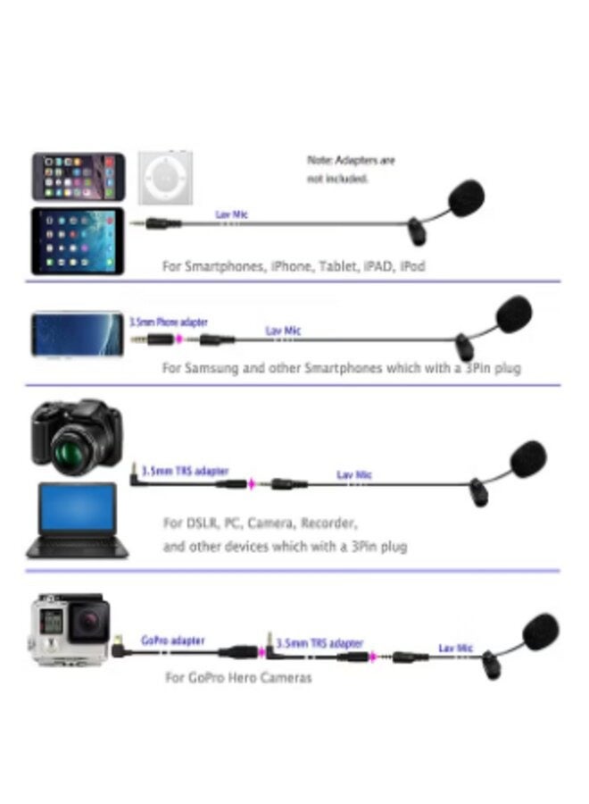 ANSELF External Clip-on Lapel Lavalier Microphone iu99 Black - Image 3