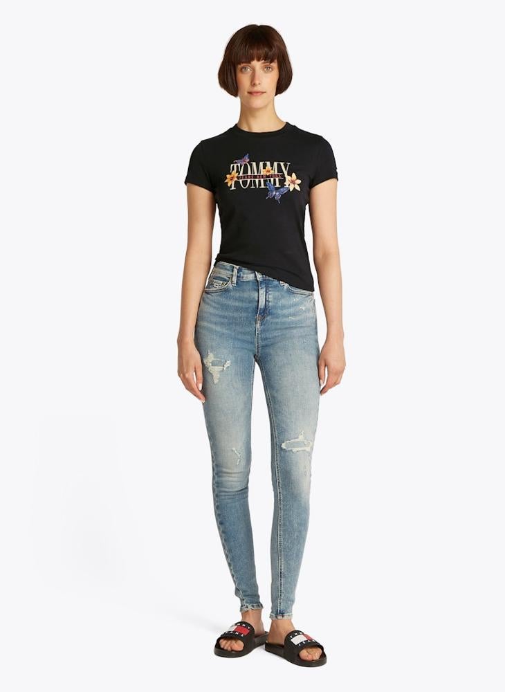 تومي جينز تيشيرت برقبة دائرية برسومات - Image 4