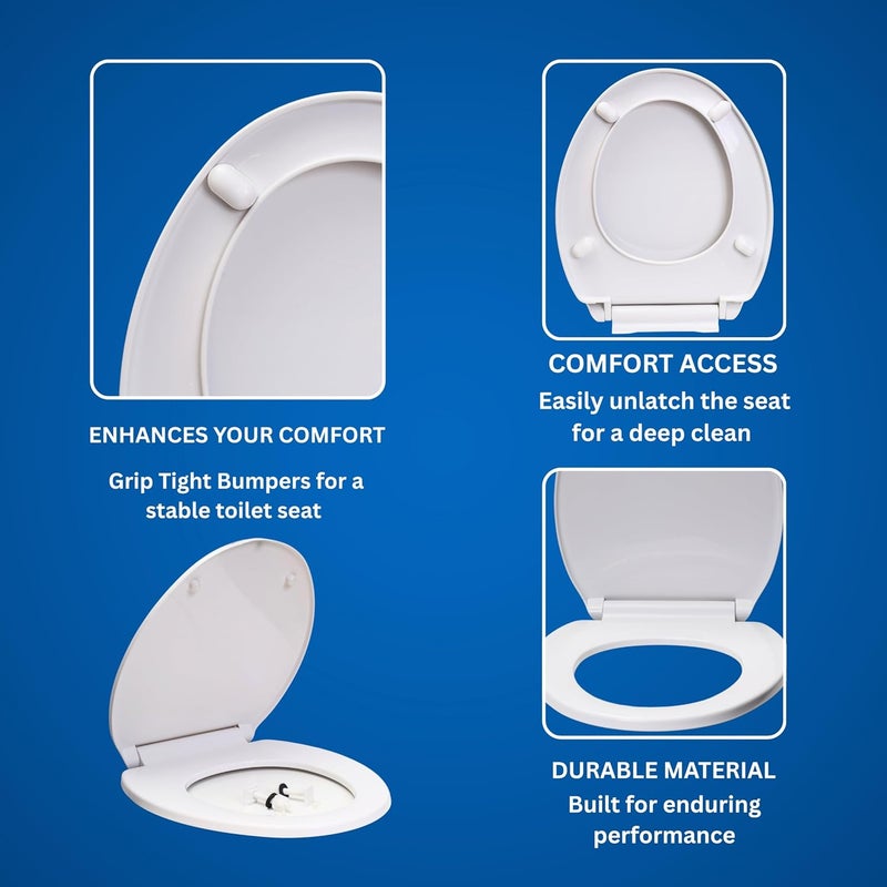 Parryware Solid Plus Soft Close Toilet Seat Cover with Hinges | Eco-friendly Material with Superior Finish | Round Shape & White Colour | Seat Covers for Western Commode | Bathroom Fixtures (E83071C) - Image 3