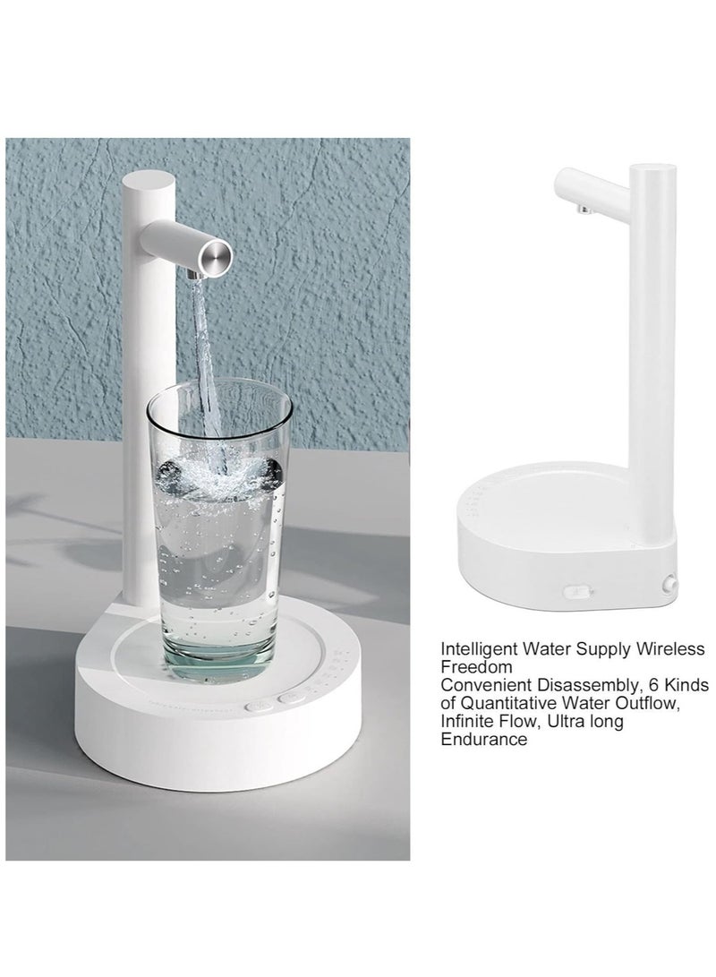 Desktop Water Bottle Dispenser, Portable Electric Drinking Water Pump, USB Charging Automatic Barrel Mounted Water Dispenser for Kitchen Office (White) - Image 3