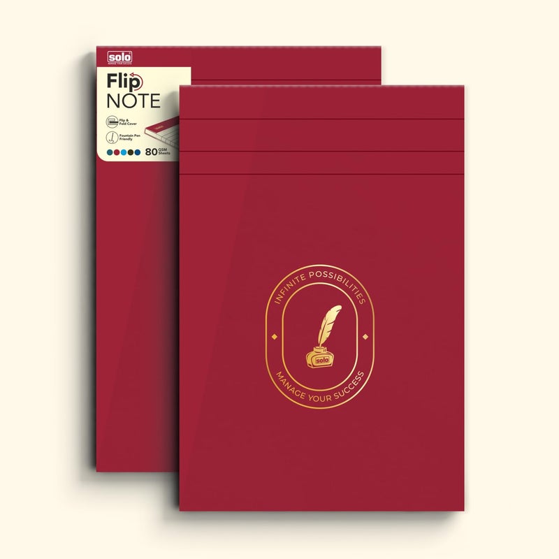 Solo Flip Note | A5 Premium Notepad with Luxe Velvet-Finish Cover | 80 GSM | 80 Natural Shade Sheets |Micro Perforation | Pack of 2 - Image 1
