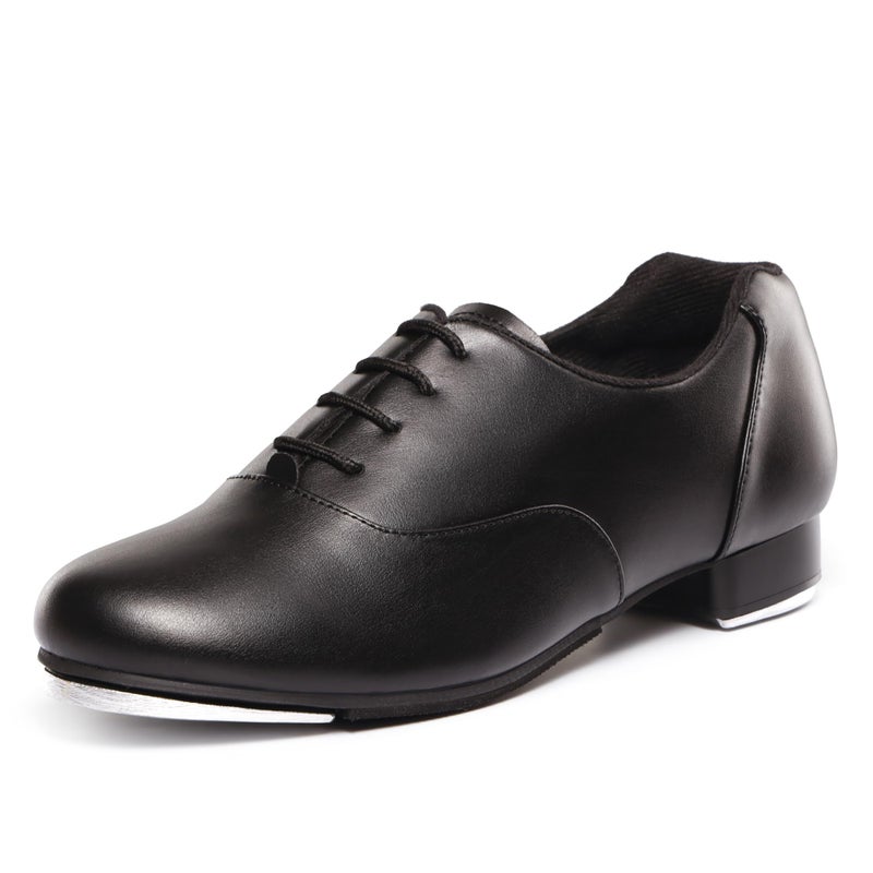 Linodes Unisex Soft Leather Upper Lace Up Tap Shoe Dance Shoes for Women and Men's Dance Shoes-Black-8M - Image 1