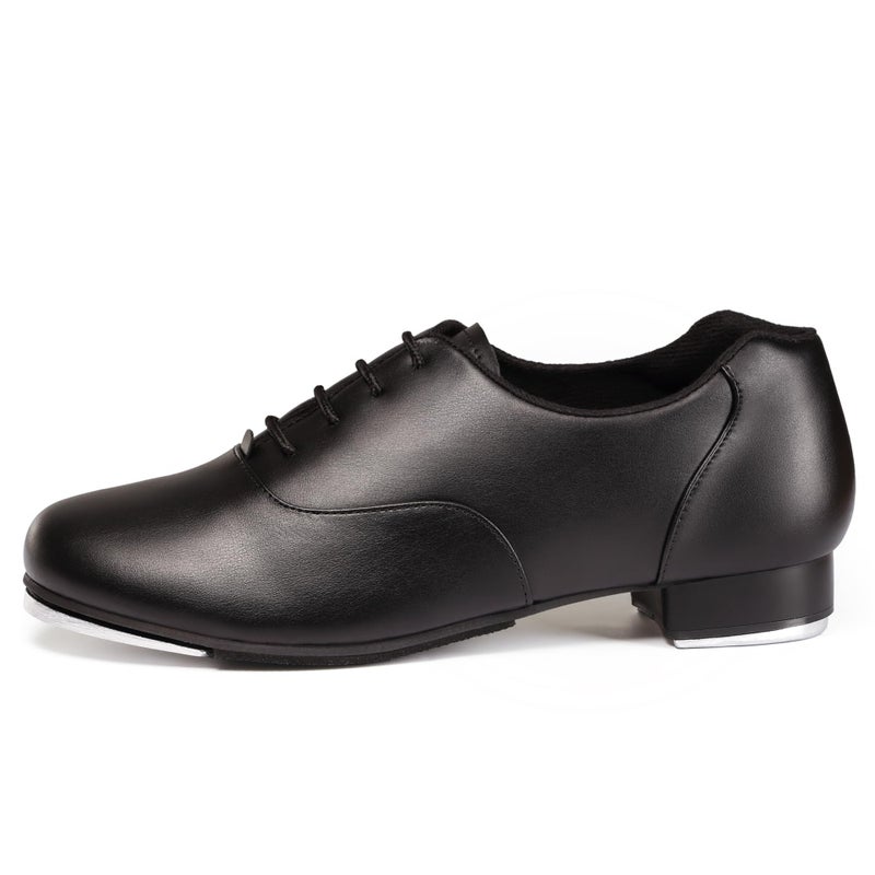 Linodes Unisex Soft Leather Upper Lace Up Tap Shoe Dance Shoes for Women and Men's Dance Shoes-Black-8M - Image 2