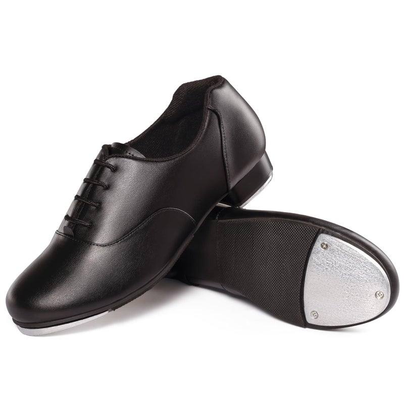 Linodes Unisex Soft Leather Upper Lace Up Tap Shoe Dance Shoes for Women and Men's Dance Shoes-Black-8M - Image 5