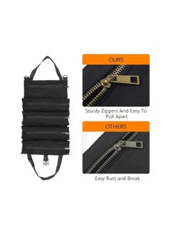 PROMASS Tool Roll, Small Tool Bag With Detachable Pouches,Canvas Tool Bags,Small Tool Bag,Heavy Duty Roll Up Tool Bag With 5 Tool Pouches,Wrench Roll Tool Roll Organizers For Mechanic, Carpenter, Electrician  - Image 4