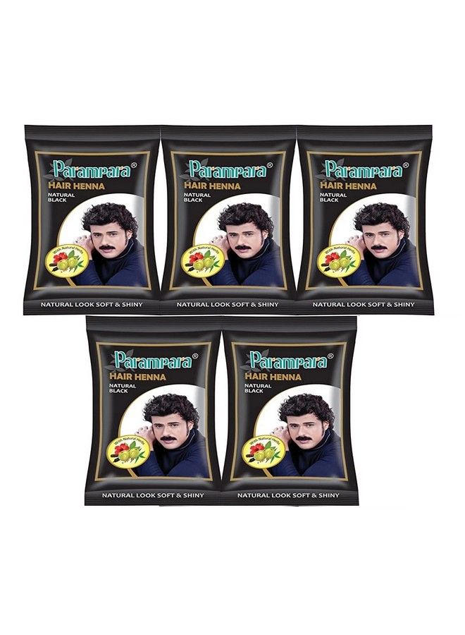Parampara Ayurved Natural Black Hair Henna ; Harmful Chemicalfree ; Goodness Of Coffee Methi Amla Bhringaraj And Hibiscus ; No Ammonia ; 20G Pack Of 5 (100G) - Image 1
